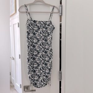 Navy blue and white floral dress